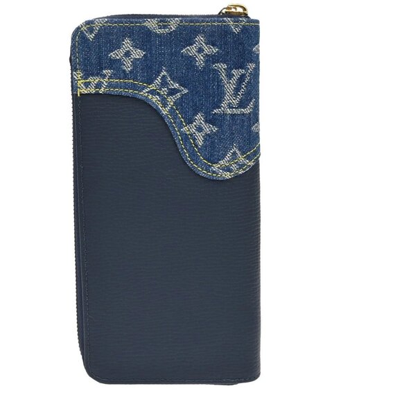 LOUIS VUITTON NIGO Zippy Wallet Vertical Monogram Denim Blue - Picture 5 of 11